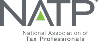 NATP-logo NATP logo with a green triangle in the letter "A" and the text "National Association of Tax Professionals" below.